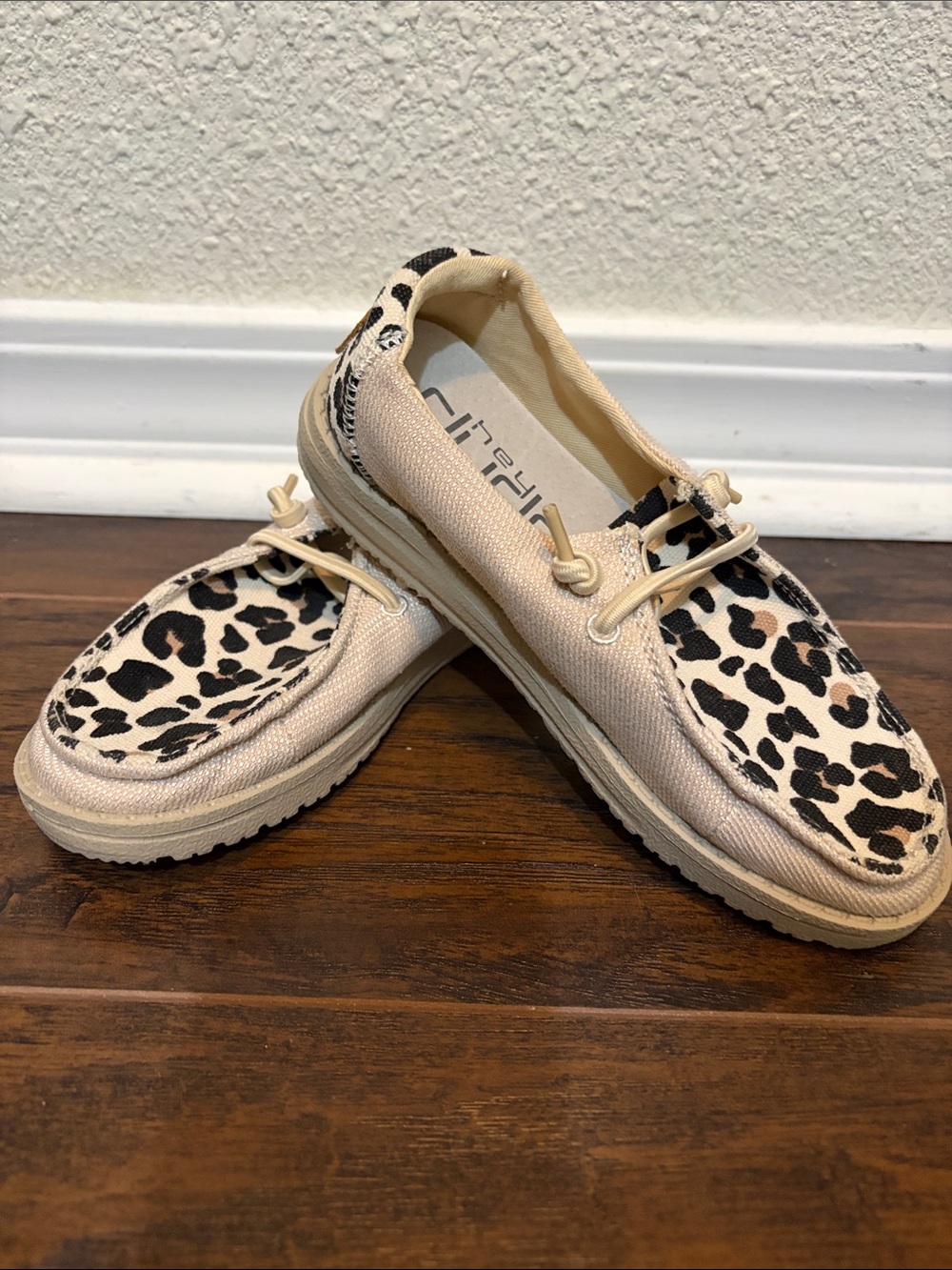 Hey Dude Leopard Print Slip-On Shoes - Beige & Black